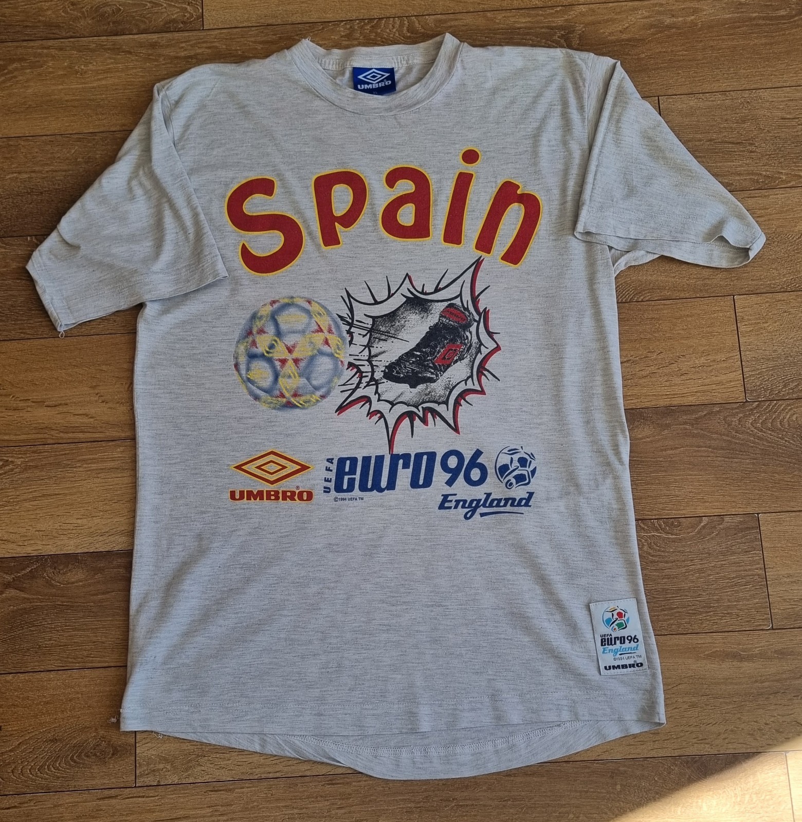 Vintage Umbro Spain Euro 96 T Shirt XL Original 1990s UEFA Football Rare