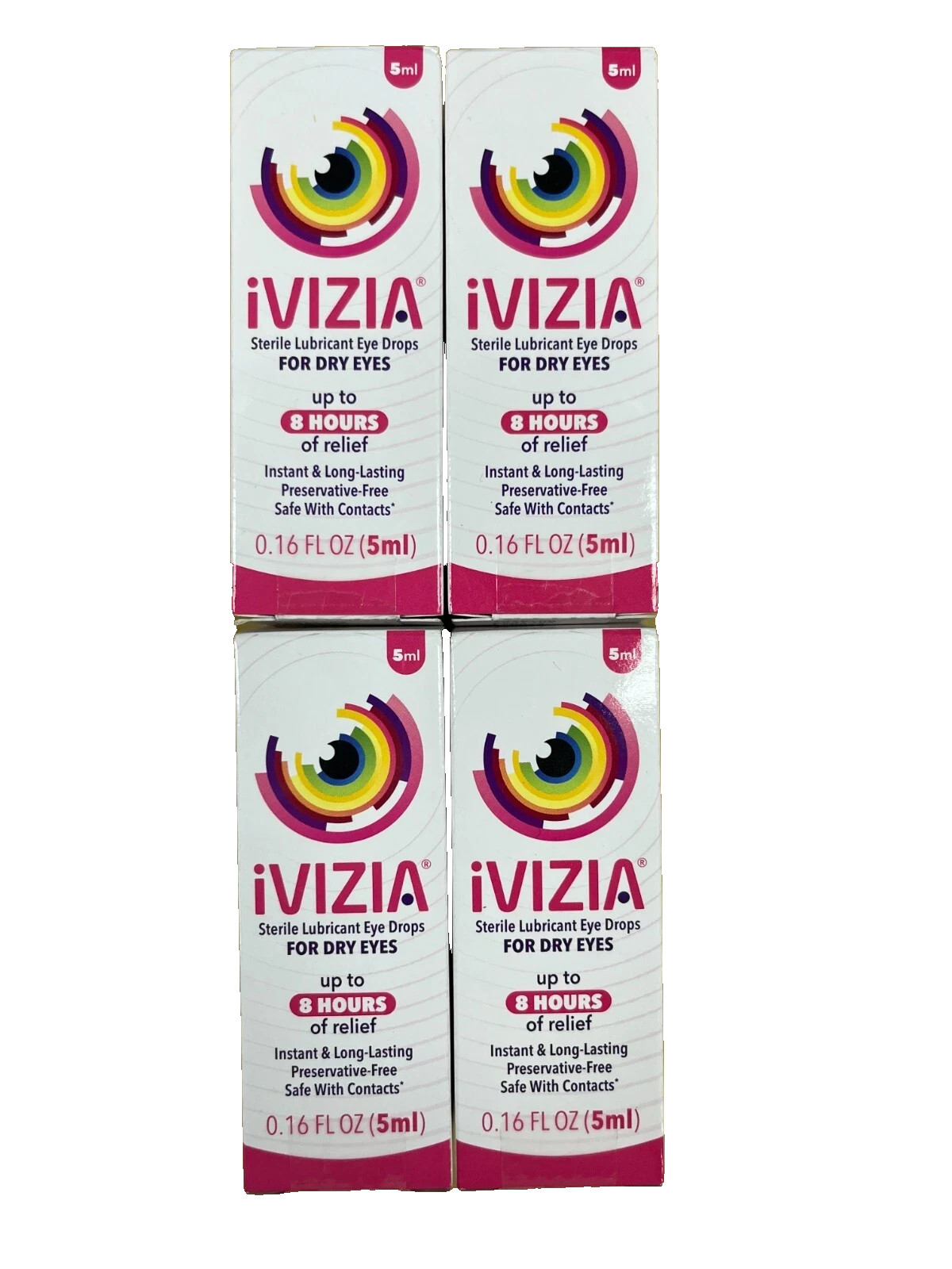 4 New iVIZIA Sterile Lubricant Eye Drops for Dry Eyes - 5mL Each Exp. 02/2027+