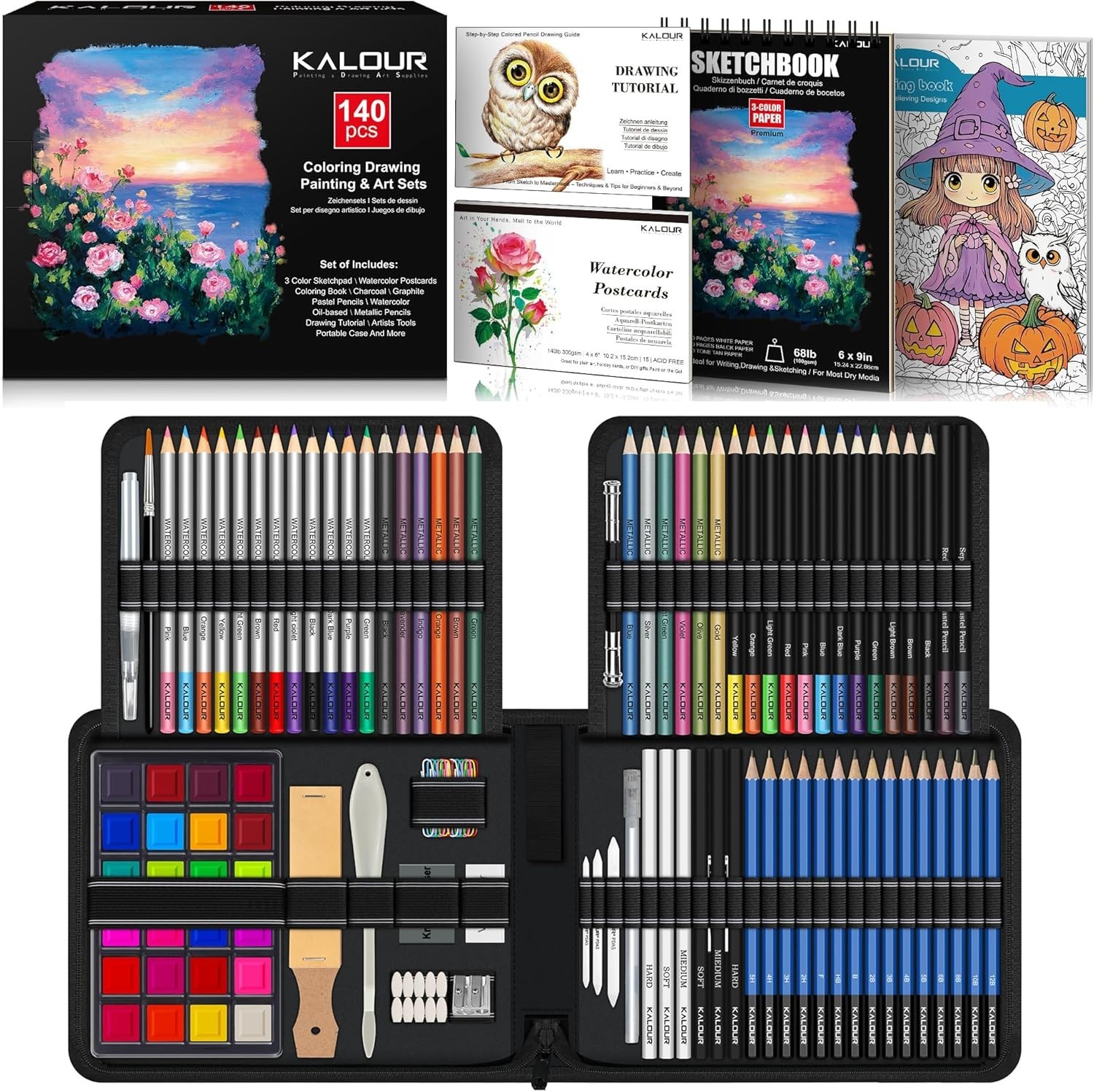 206pcs Art Set Professional Drawing Painting Supplies Kit for Adults Kids Artist