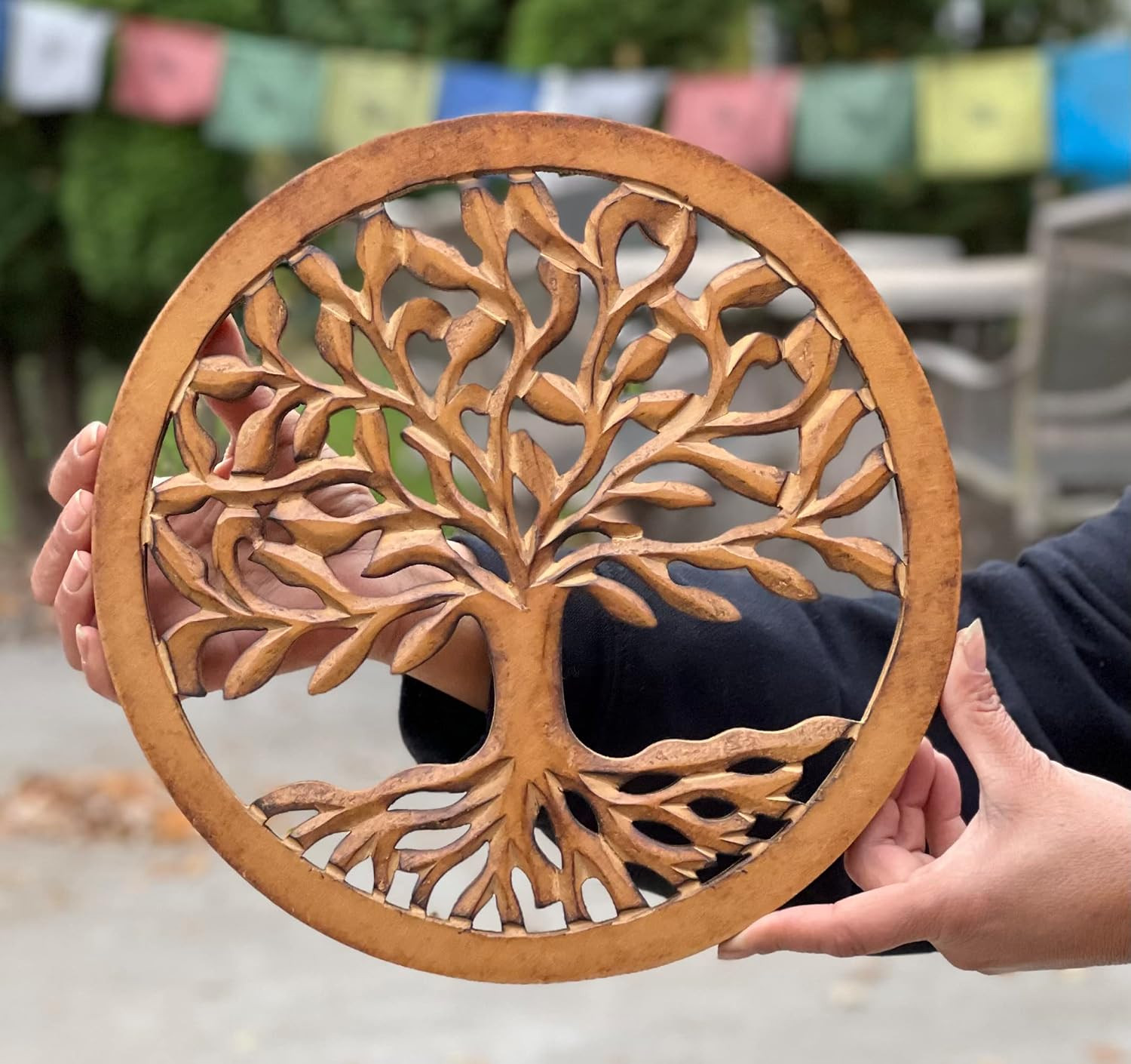 Handcrafted Wooden Tree of Life Wall Decor Hanging Art (Brown)