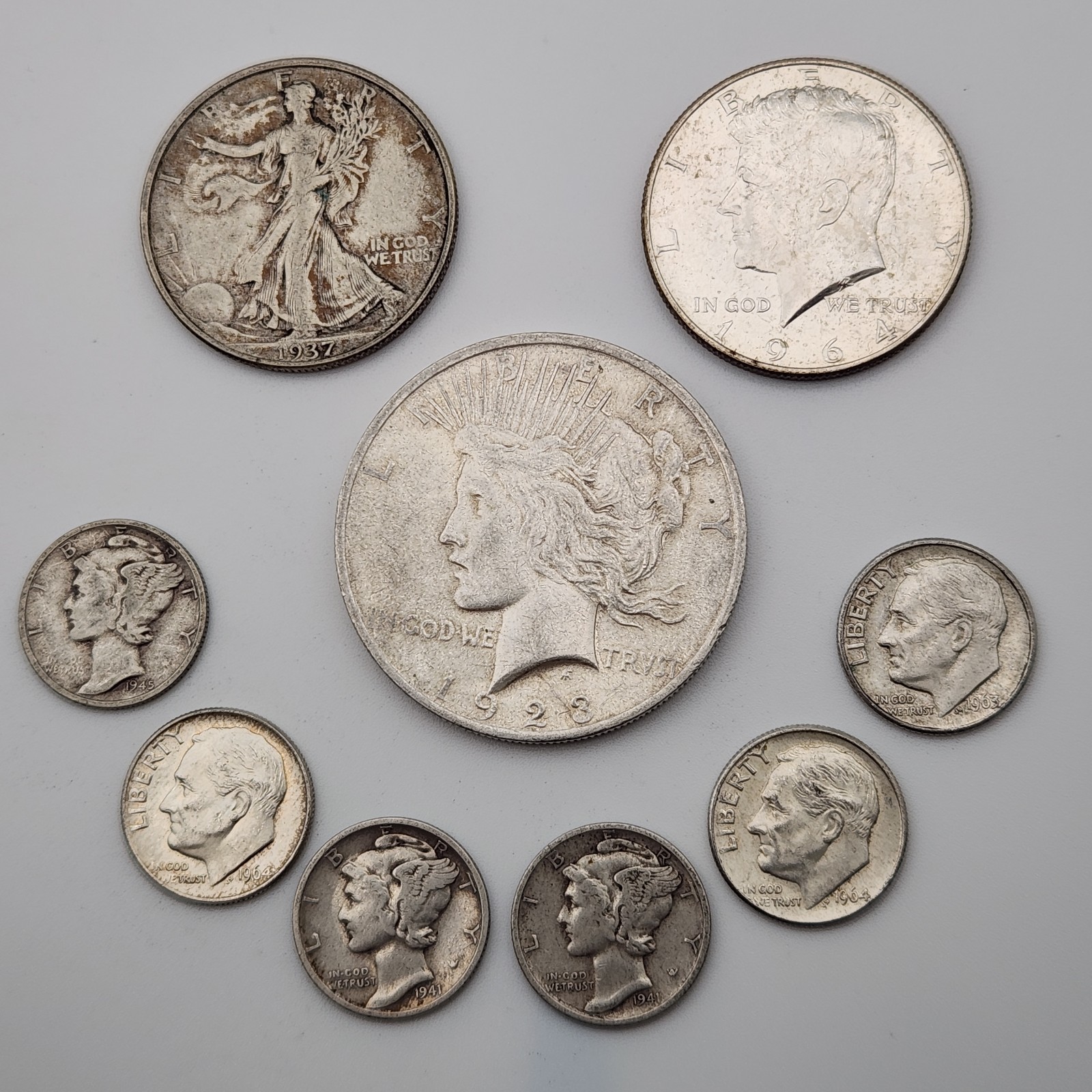 2.60 Face Value 90% Junk US Silver Mixed Lot $1 Peace Dollar Halfs Dimes SM-iA11