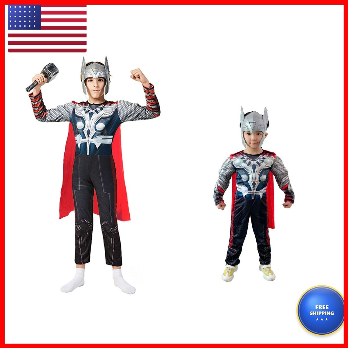 BMJDGM Children\'s Thor Classic Muscle Costume Suit Large BMJDGM Children\'s Thor Classic Muscle Costume Suit Large