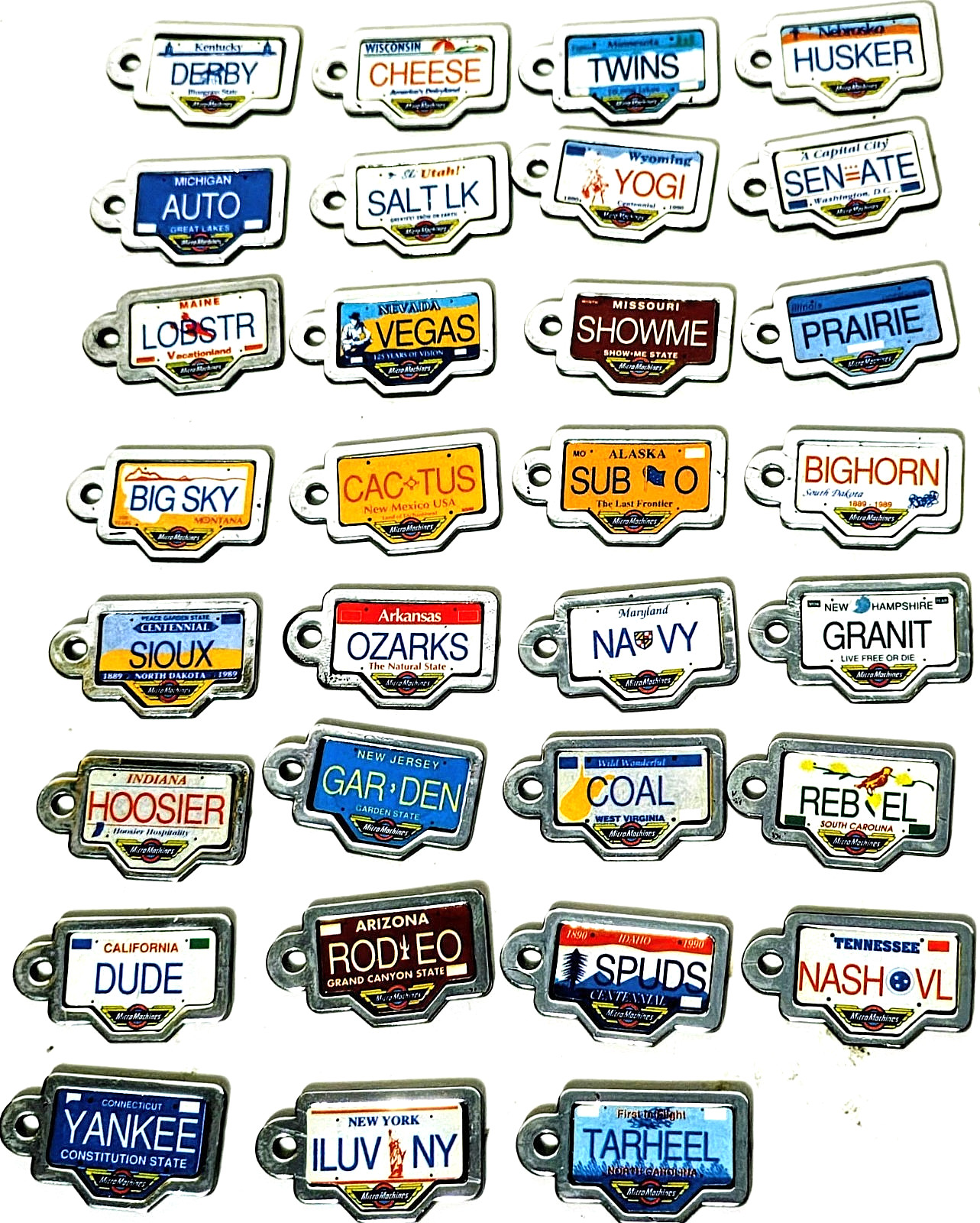 Micro Machines - State License Plate Lot - 31 Plates - Galoob - Vintage 90s Toys
