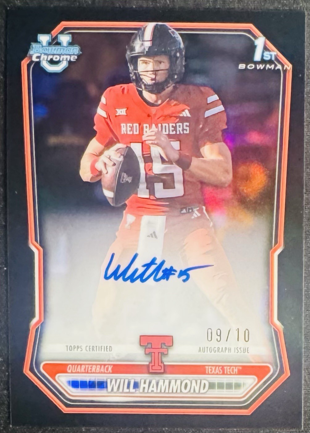 2026 TOPPS BOWMAN CHROME WILL HAMMOND 1ST BOWMAN TRUE BLACK ROOKIE RC AUTO /10