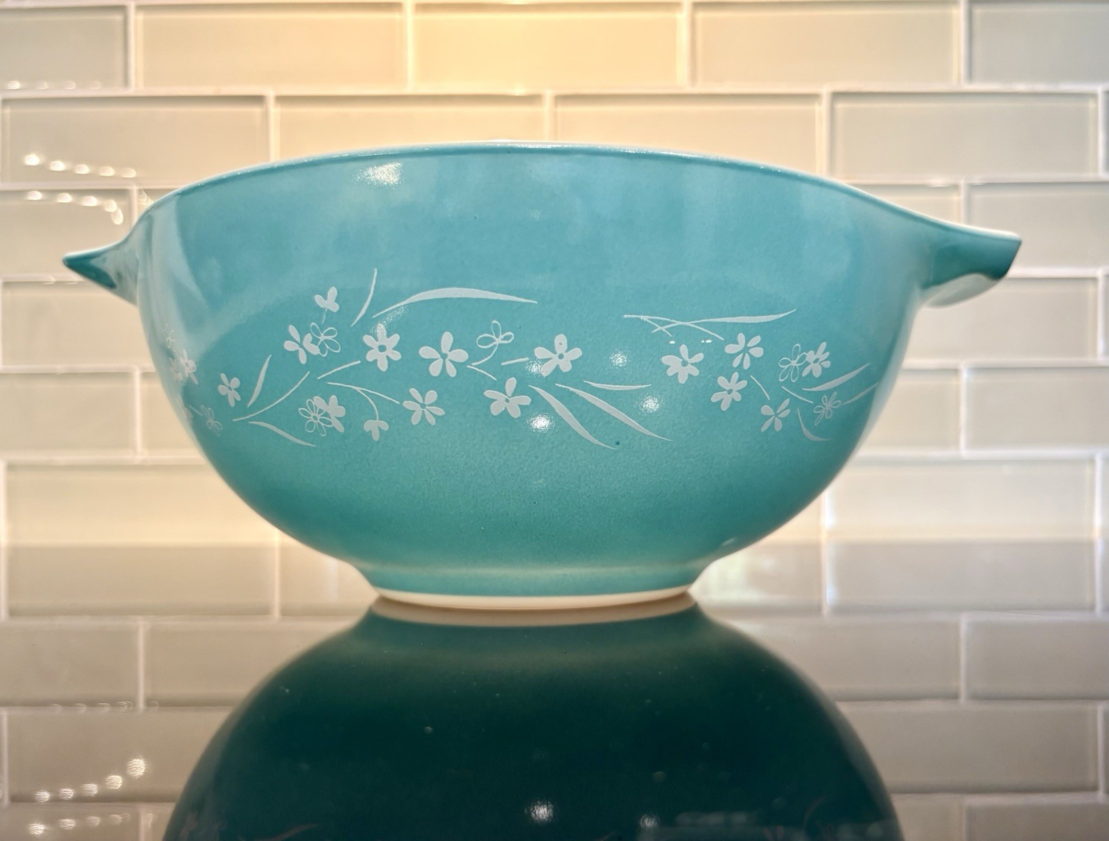 Rare Turquoise Pyrex Blossom Breeze 443