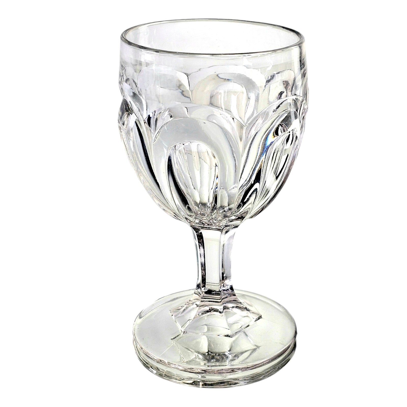 ANTQ EAPG Jas B. Lyon O\'hara; Seneca Loop Wine Goblet Water Glass 6.25” C.1861