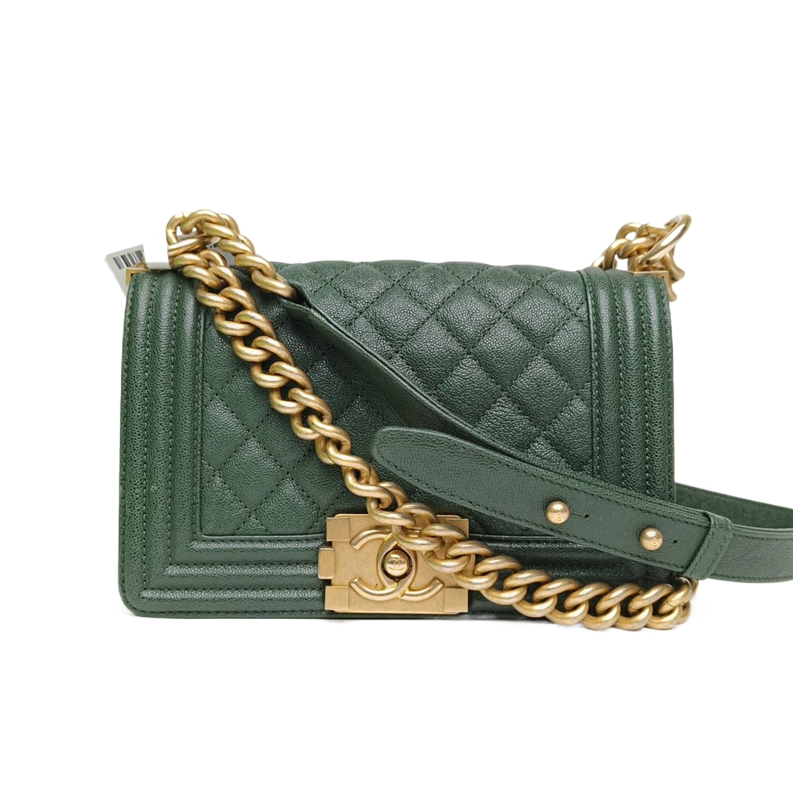 CHANEL Leboy Small 20.5cm Green Grained Calfskin Shoulder Bag