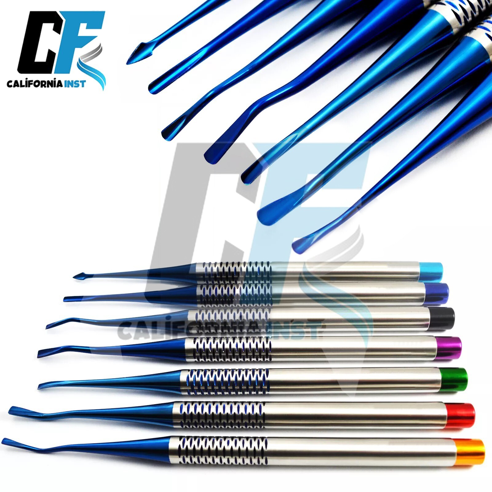 7Pcs Blue Titanium Coated Luxating PDL Root Elevator Oral Surgery Implant Tools 7Pcs Blue Titanium Coated Luxating PDL Root Elevator Oral Surgery Implant Tools