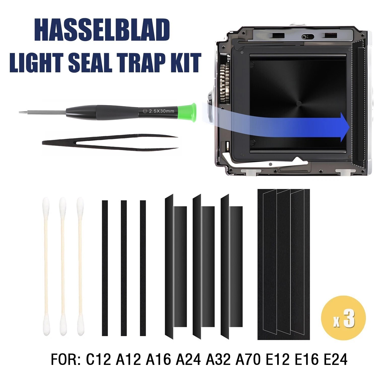 3x Light Seal Trap Kits Foam Sponge For Hasselblad 500C 500CX A12 A16 A24 C12 US