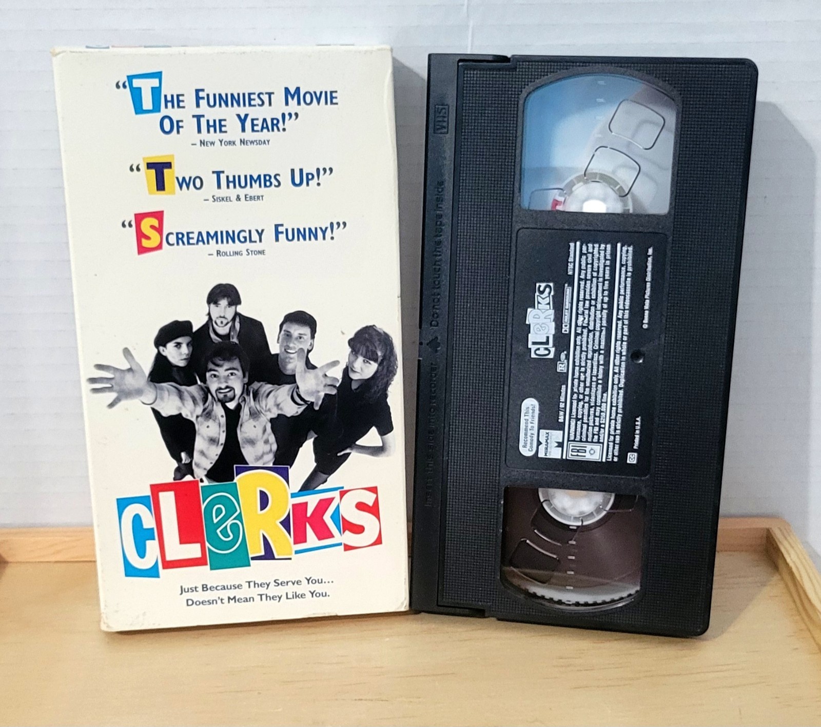 Clerks VHS 1995 Kevin Smith Jay Silent Bob Cult Classic Clean Clerks VHS 1995 Kevin Smith Jay Silent Bob Cult Classic Clean
