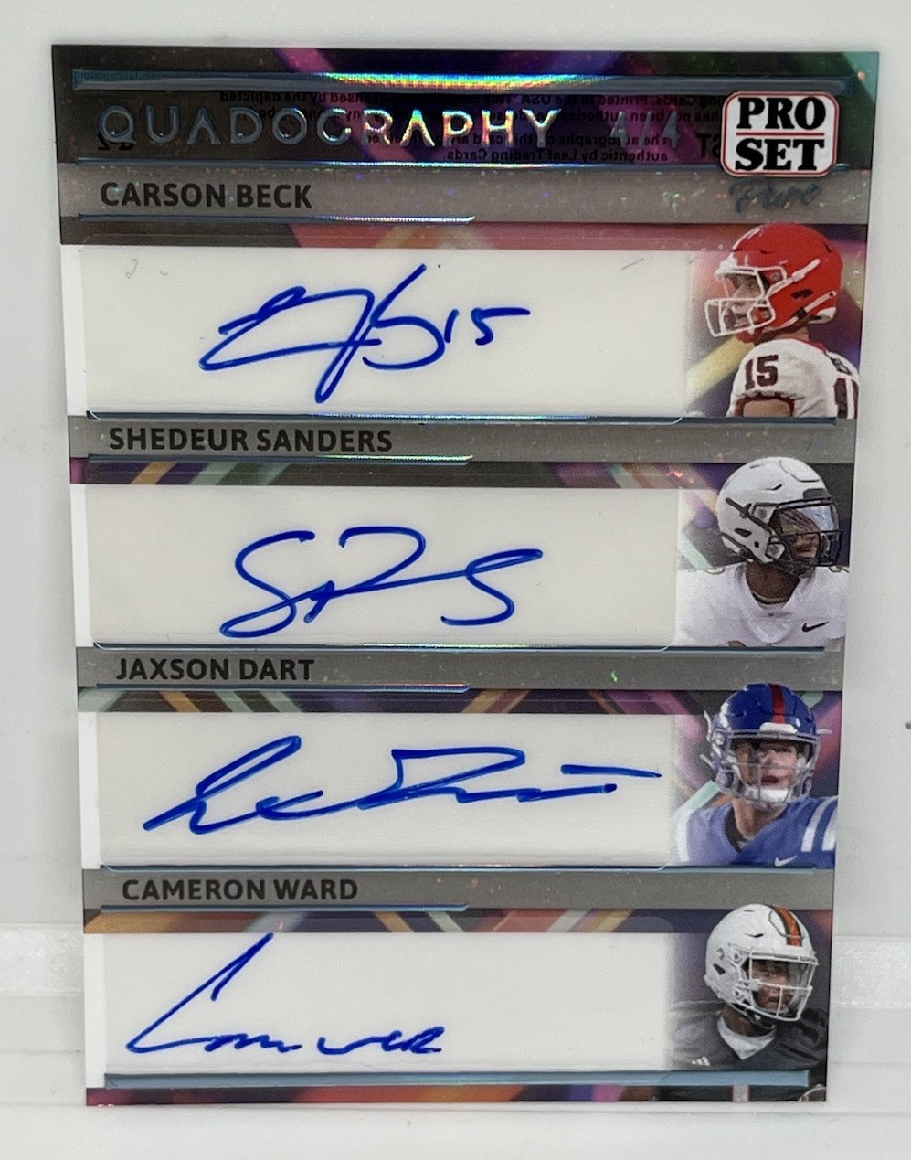 Quad Auto Beck Sanders Dart Ward NFL Rookies 2024 Leaf Stardust Quadography 4/4 