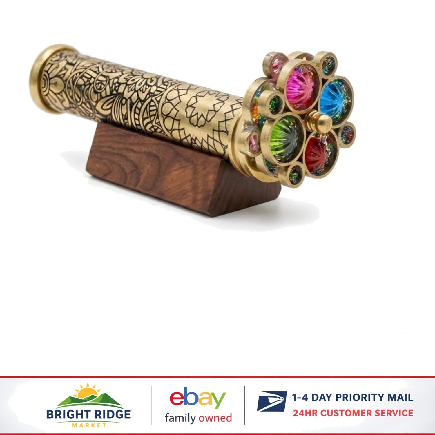Handcrafted Floral Pattern Kaleidoscope with Two Turning Wheels for Unique Gift