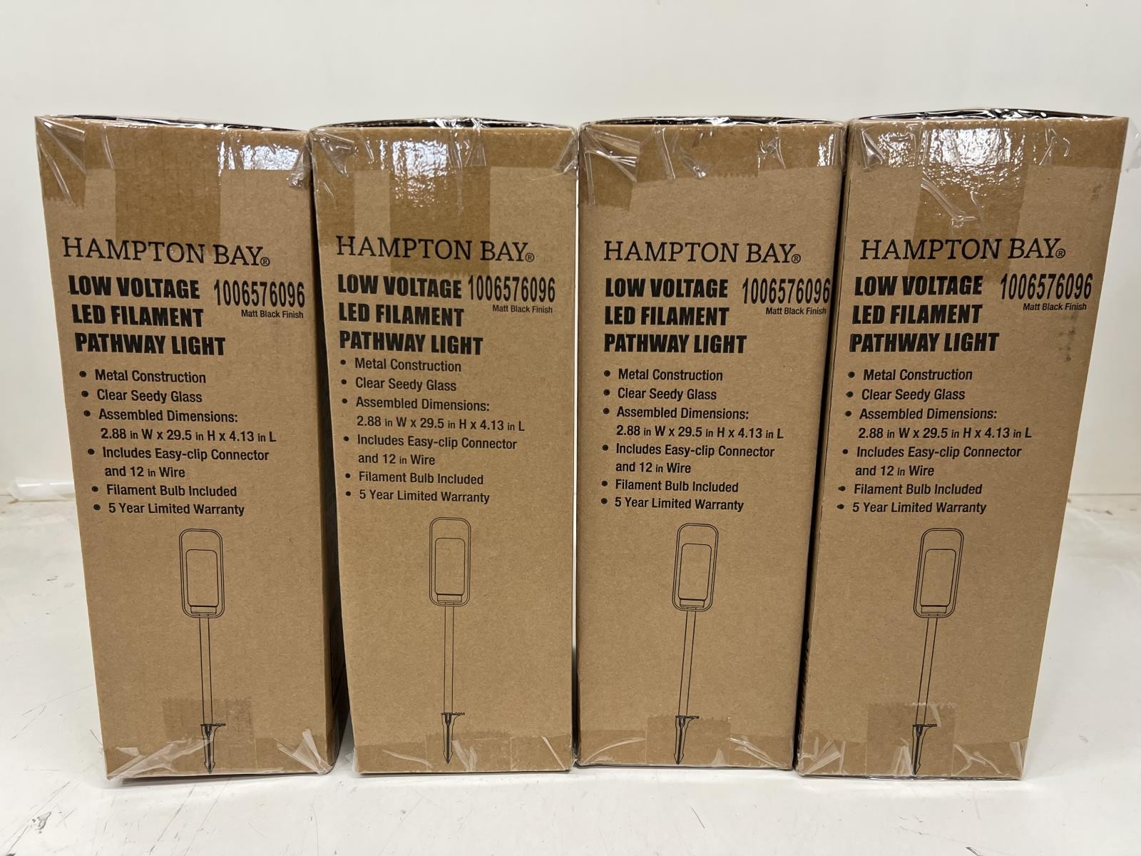 4PK Hampton Bay Caldwell LowVoltage Matte Black LED Outdoor Landscape Path Light