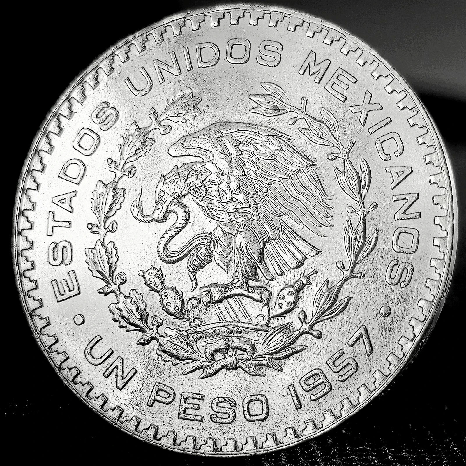 MIRROR FINISH Un Peso Coin - Last Mexican Silver Coin - 1957 thru 1967 Mint