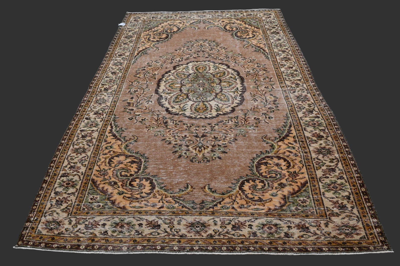 Vintage Turkish Oushak Rug, Terracotta 6x9 ft, Handmade Wool, Bohemian Anatolian