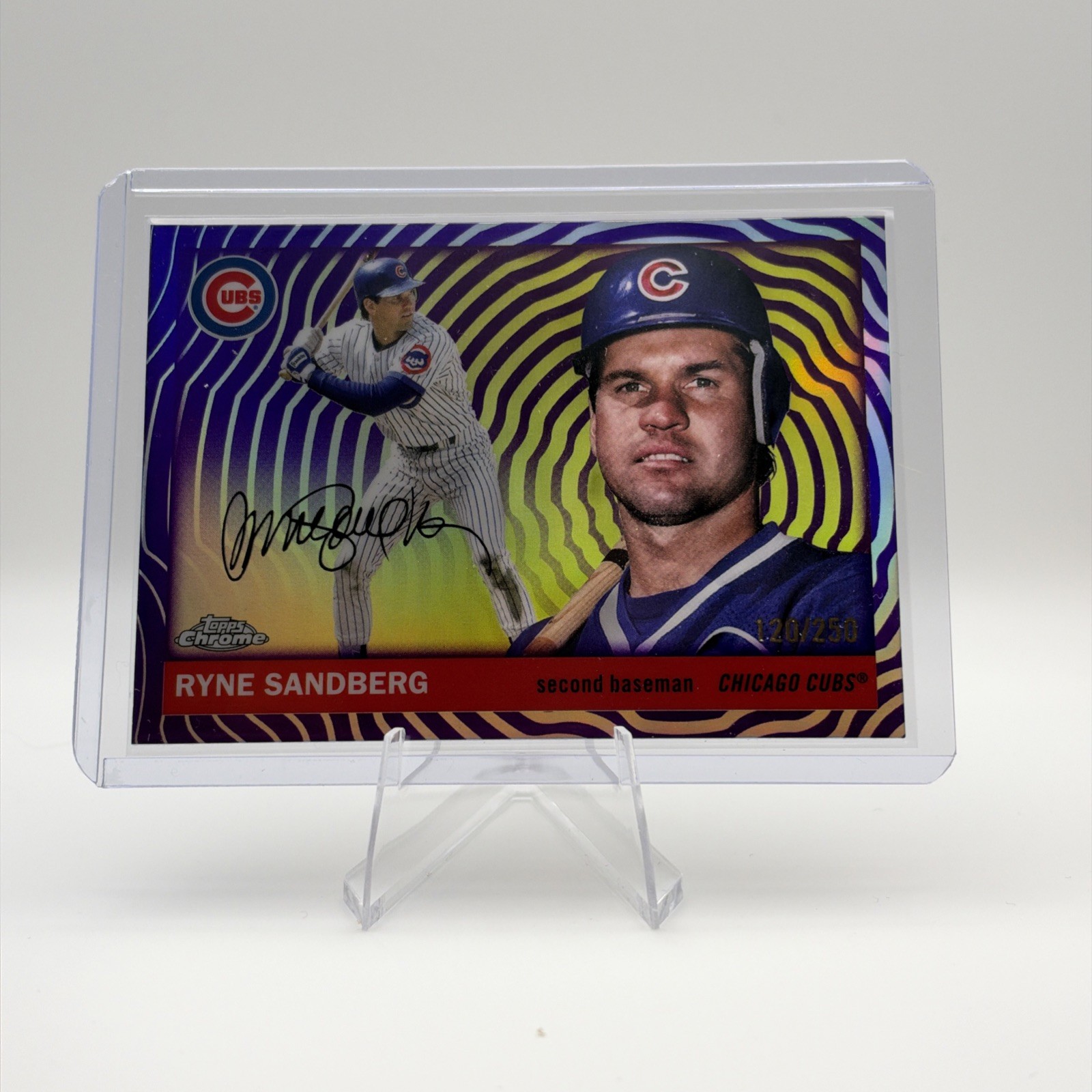 Topps 2025 Chrome Platinum Ryne Sandberg #348 Vibrations Refractor /250 Cubs Topps 2025 Chrome Platinum Ryne Sandberg #348 Vibrations Refractor /250 Cubs