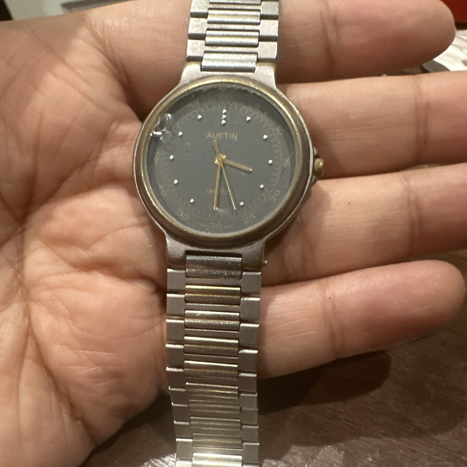 Working Vintage Austin Swiss Watch Mens Silver 33MM Stainless Steel Gray Dial Working Vintage Austin Swiss Watch Mens Silver 33MM Stainless Steel Gray Dial