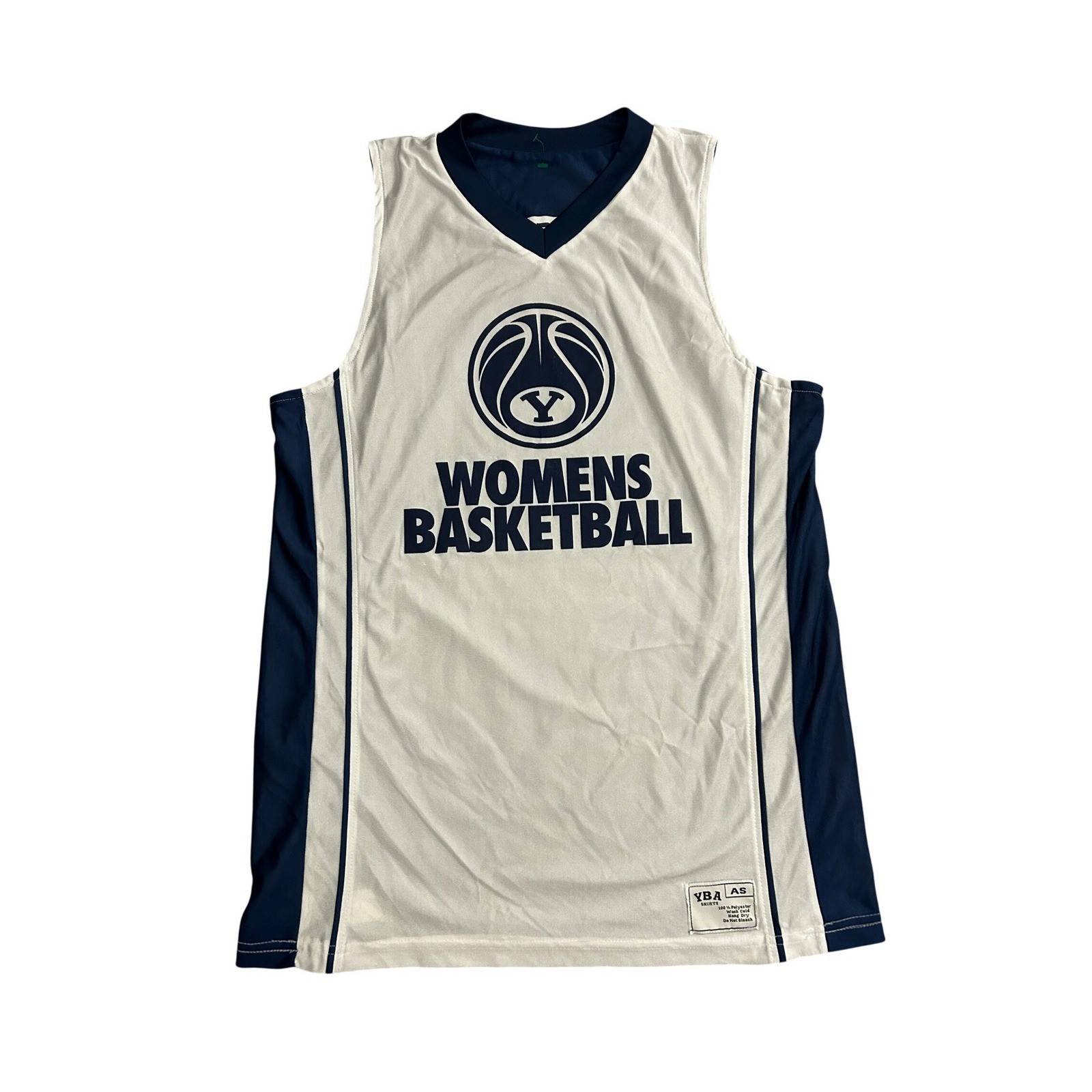 YBA Shirts BYU Womens Basketball Jersey Adult Small White Navy Blue Excellent