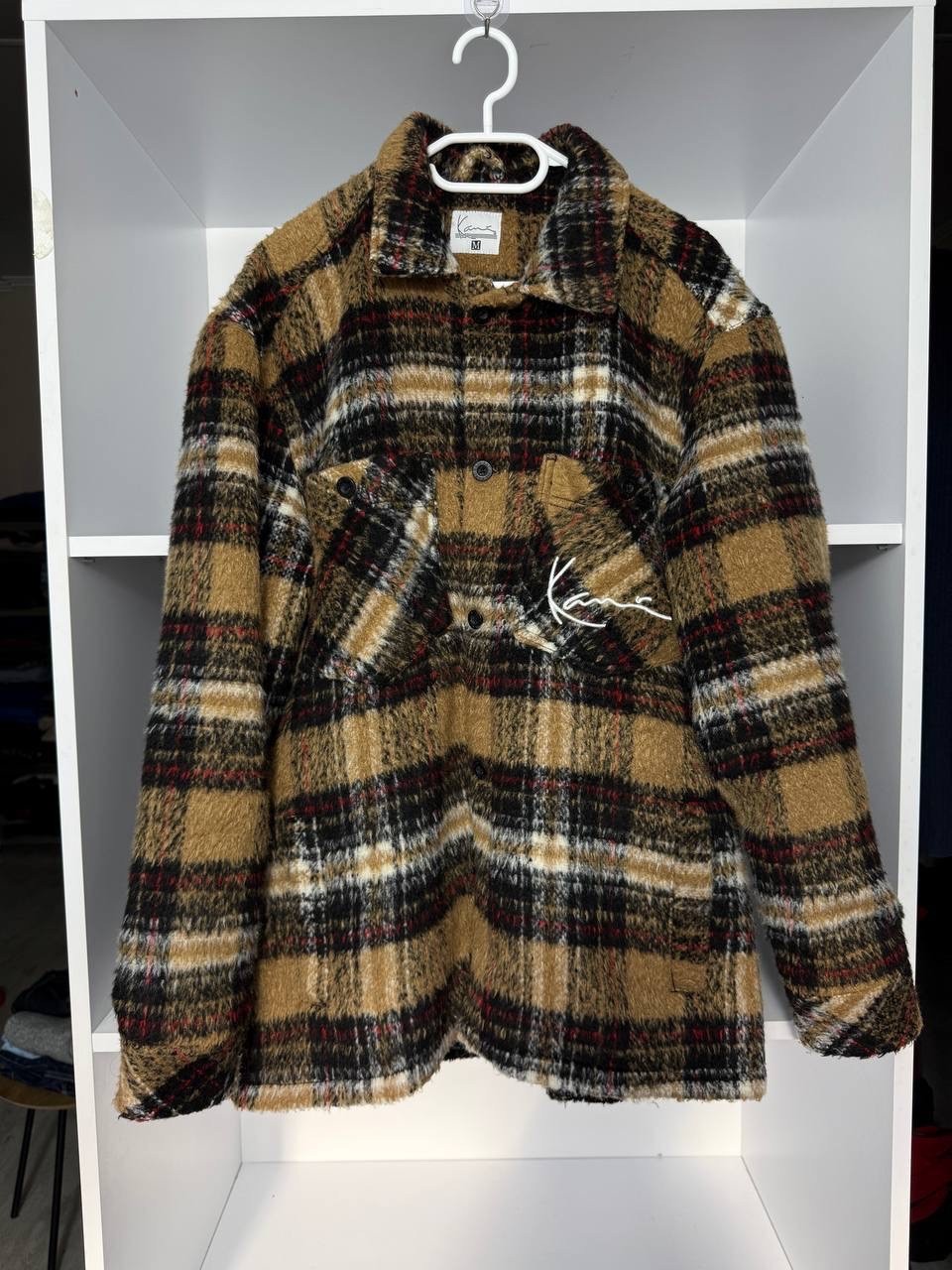 Karl Kani Mens Wool Checkered Buttons Jacket Sz M 