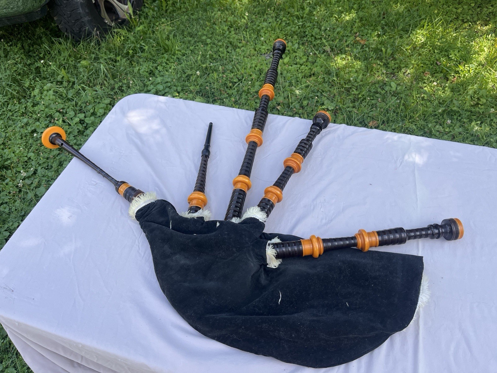 Complete 1960s Grainger & Campbell Great Highland Bagpipes Kit –Wood & Hard Case