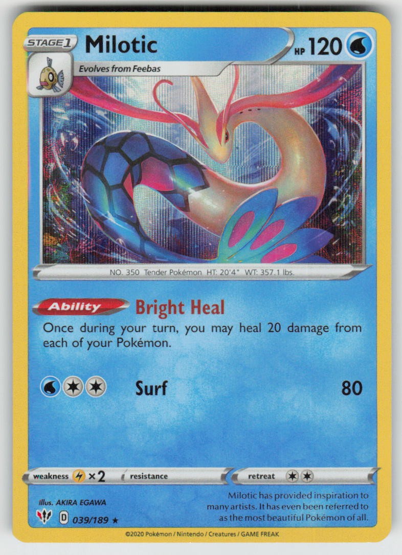 Holo Milotic 039/189 Rare Darkness Ablaze Near Mint Holo Milotic 039/189 Rare Darkness Ablaze Near Mint