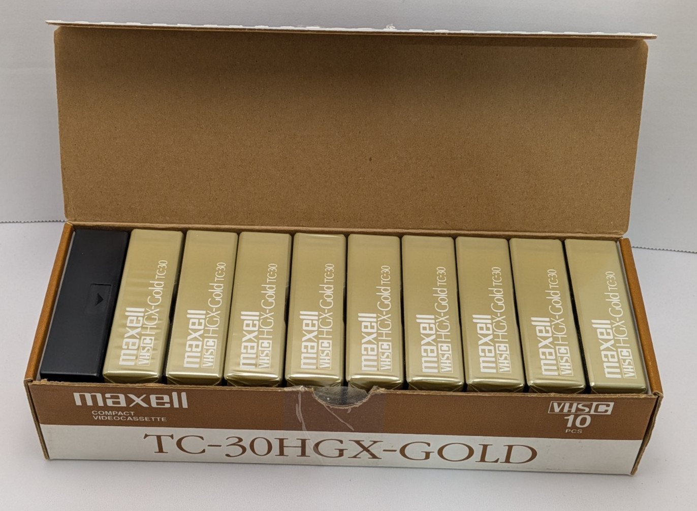Maxell HGX-Gold TC-30 VHS-C Camcorder Videotape 10 Pack Premium High Grade w Box
