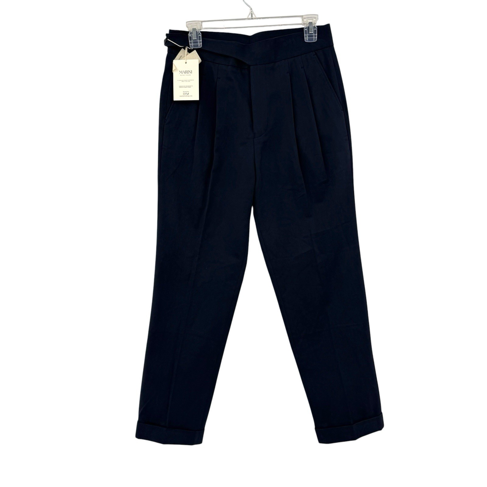 Nwt’s Marini Trousers Men\'s 30X27 Pants Pleated Cuffed Side Button Navy Blue Nwt’s Marini Trousers Men\'s 30X27 Pants Pleated Cuffed Side Button Navy Blue