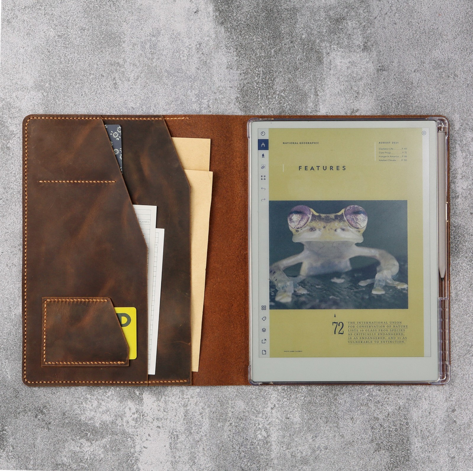Personalized Genuine Leather folio case with Pen Holder for reMarkable Paper Pro