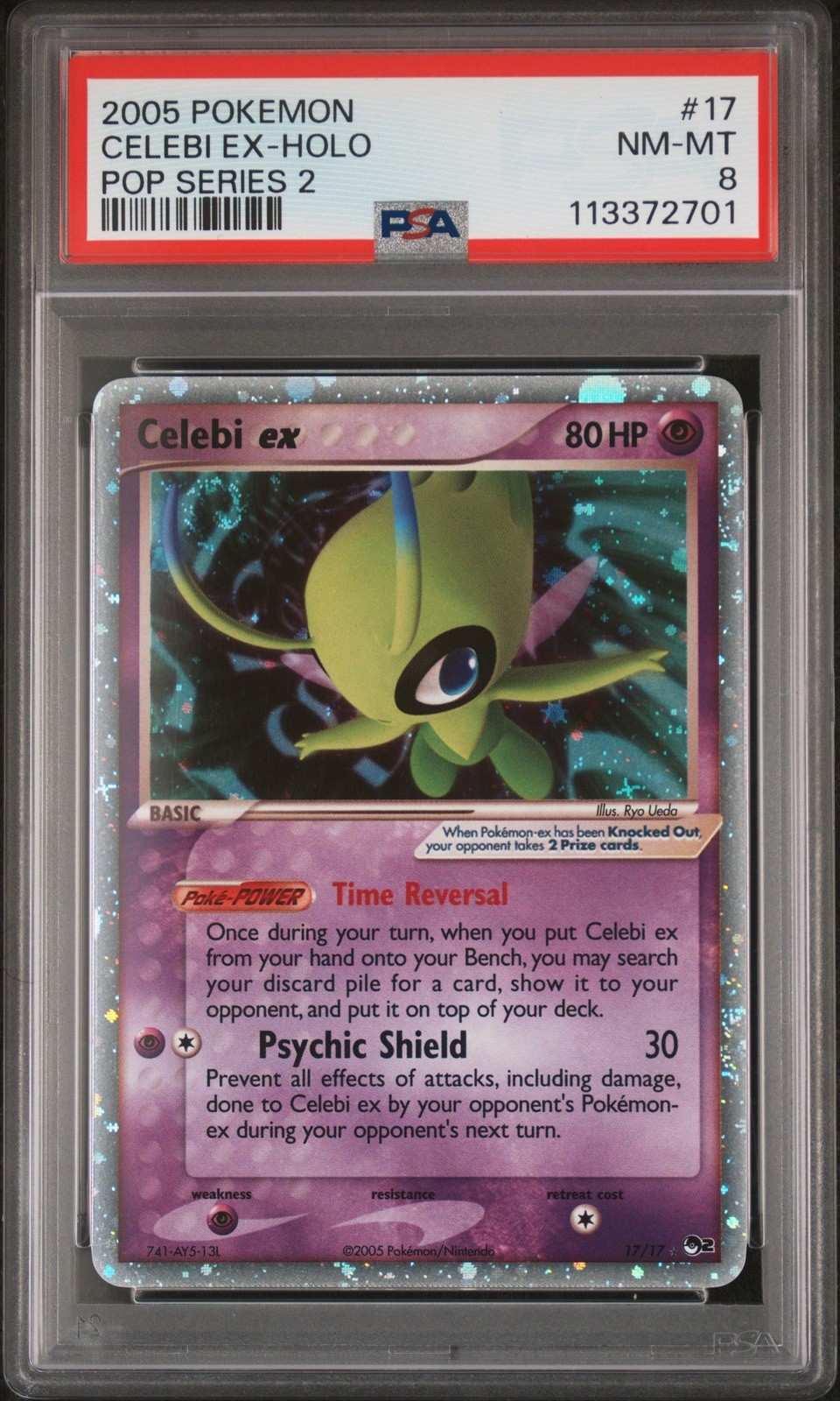 2005 POKEMON POP SERIES 2 #17 CELEBI EX-HOLO PSA 8 HEAD SWIRL 2005 POKEMON POP SERIES 2 #17 CELEBI EX-HOLO PSA 8 HEAD SWIRL