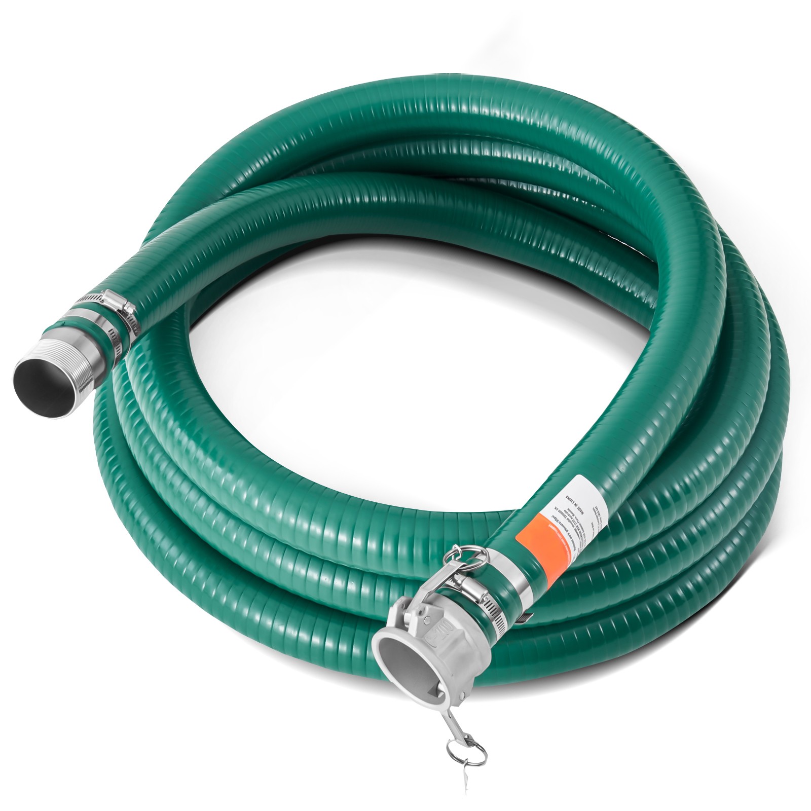 Suction Hose 2 in x 20 ft Green High Quality Hose Complete Fittings