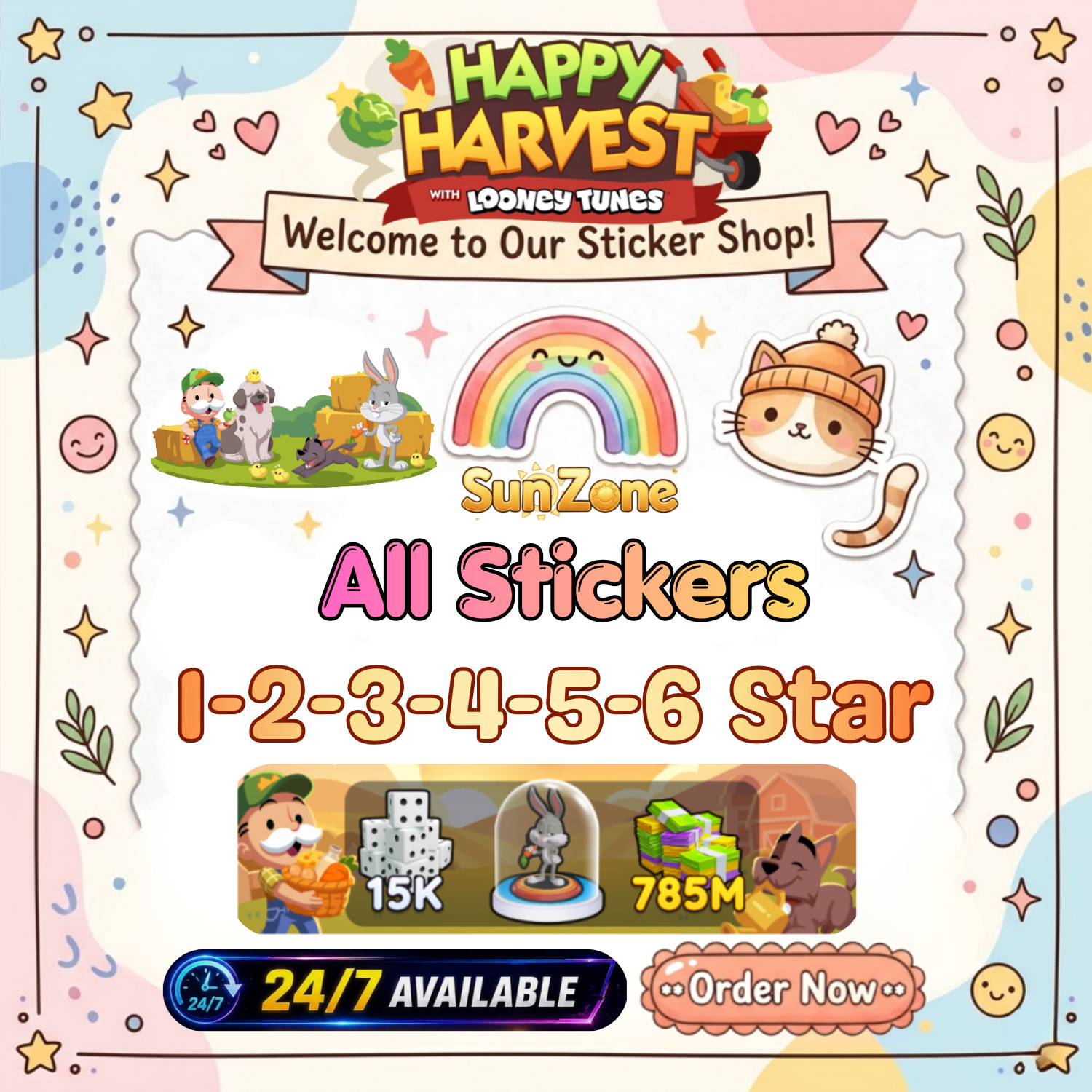 Album Monopoly Go 🌻Happy Harvest All stickers 1⭐-6 ⭐Star ⚡24/7 Available