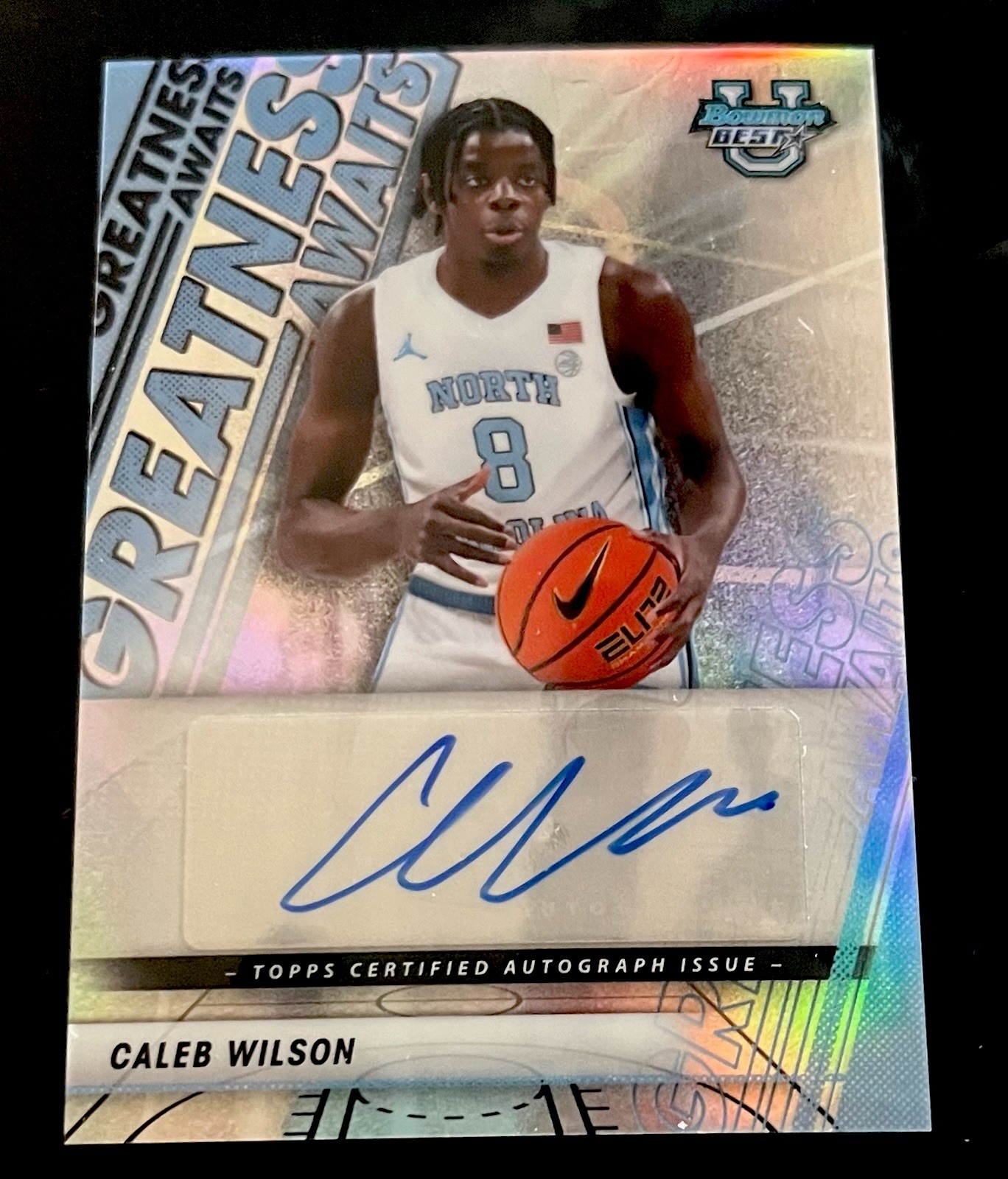 Topps 2025-26 Bowman U Best Caleb Wilson Greatness Awaits Auto GA-CW UNC Topps 2025-26 Bowman U Best Caleb Wilson Greatness Awaits Auto GA-CW UNC