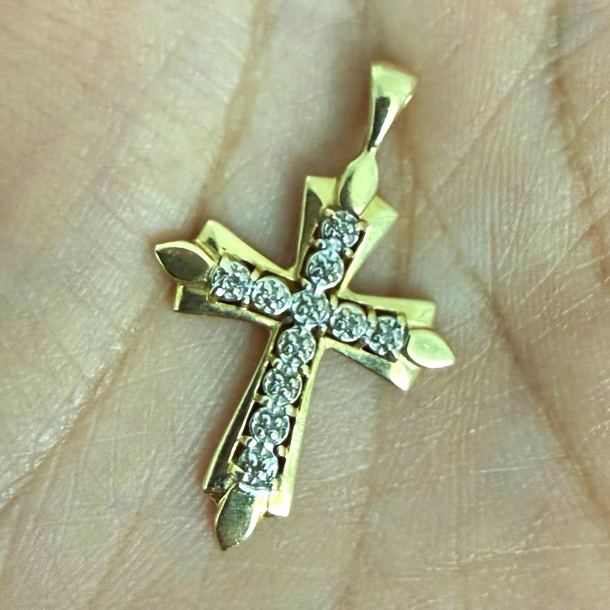 14K Yellow Gold Cross Pendant with Diamonds 14K Yellow Gold Cross Pendant with Diamonds
