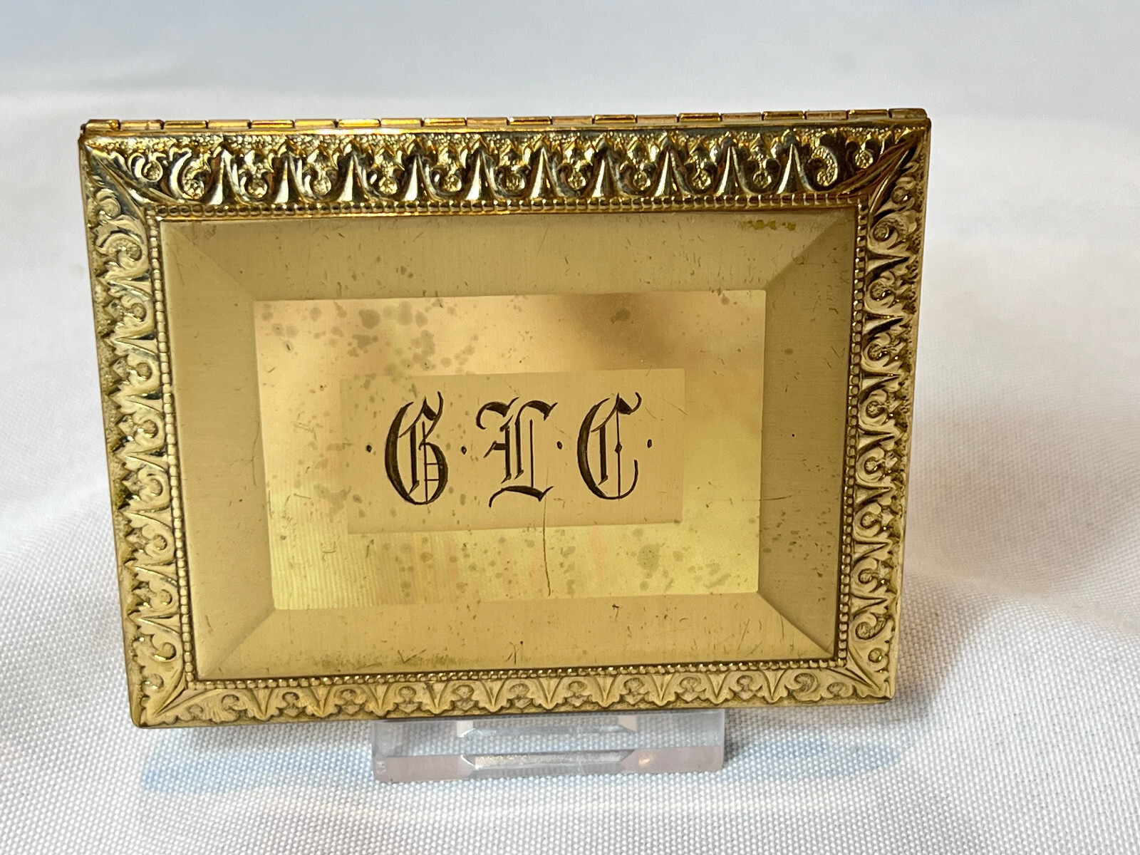 Vtg Richard Hudnut Compact 14k Gold Plated Dbl Vanity Mirrored Powder Rouge Box