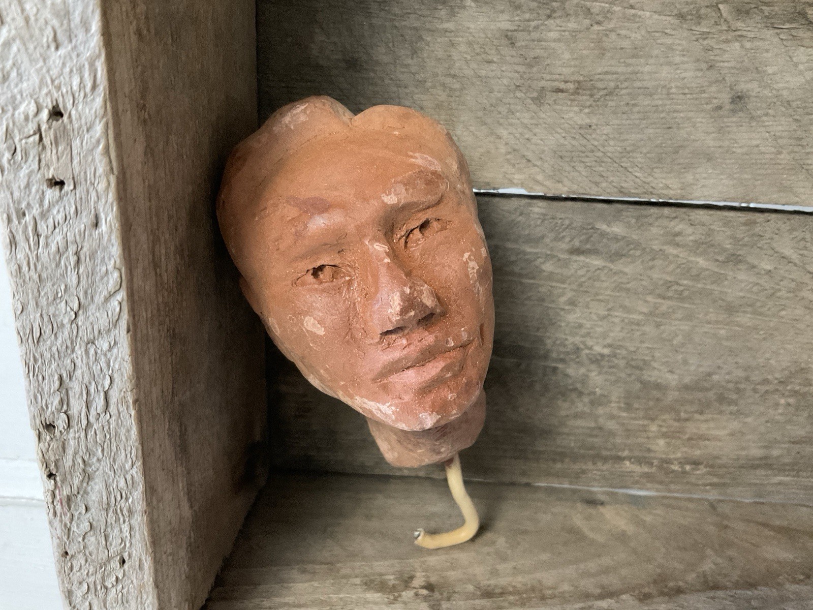 Vintage Hand Sculpted Head Unglazed Terracotta Face Sculpture, 1940s Harvard Art