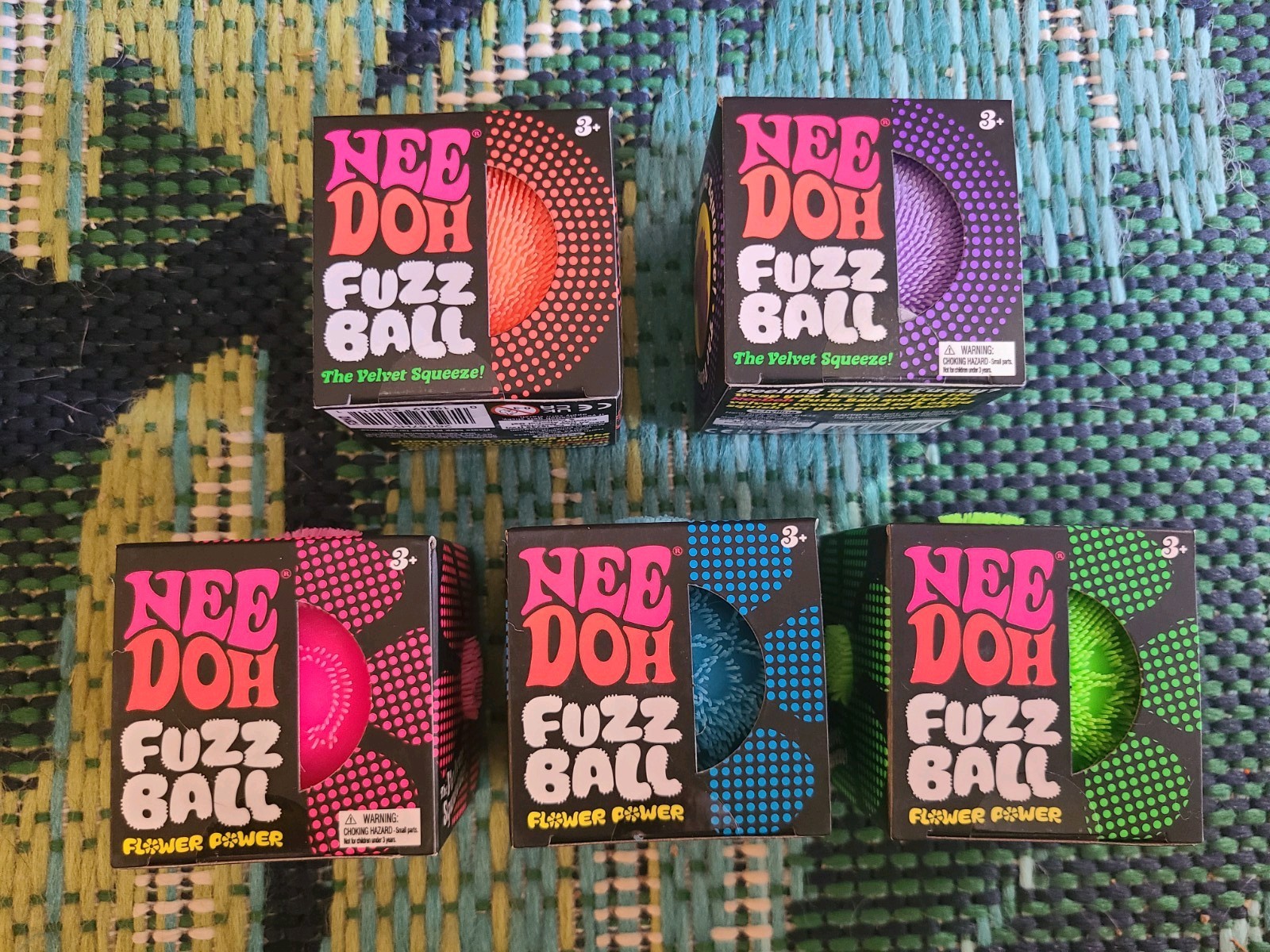 Schylling Nee Doh Needoh Fuzz Ball Lot of 5 Set Green Purple Blue Orange & Pink Schylling Nee Doh Needoh Fuzz Ball Lot of 5 Set Green Purple Blue Orange & Pink