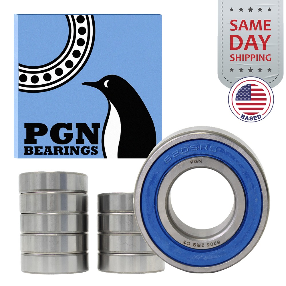 (10) 6205-2RS Premium Rubber Seal Ball Bearing C3 EMQ, 25x52x15, 6205 2RS 6205rs