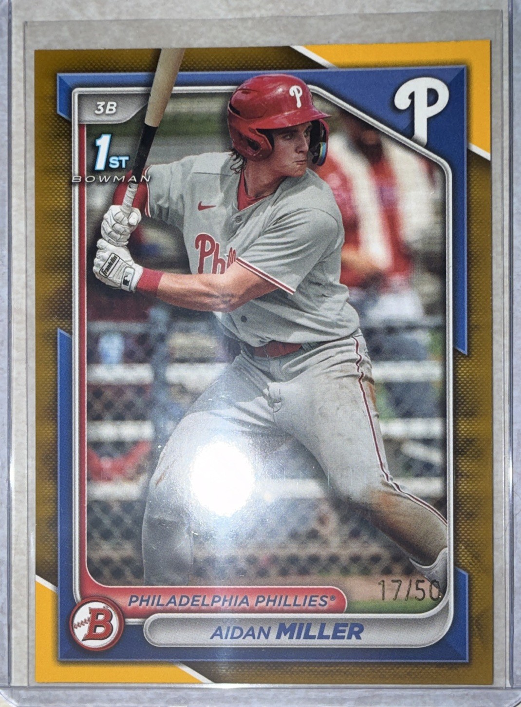Topps 2023 Bowman Draft Aidan Miller 1st Bowman Gold /50 Phillies BP-27 Topps 2023 Bowman Draft Aidan Miller 1st Bowman Gold /50 Phillies BP-27