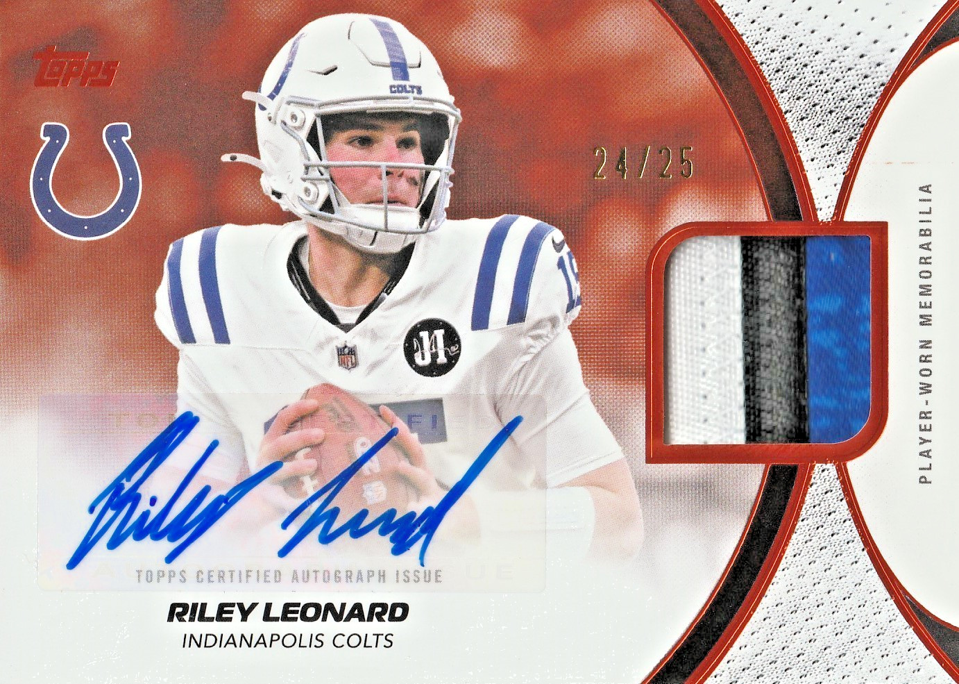 Riley Leonard 2026 Flagship NFLMA-RL 3 Color Patch Auto SP 24/25-Fresh Pull