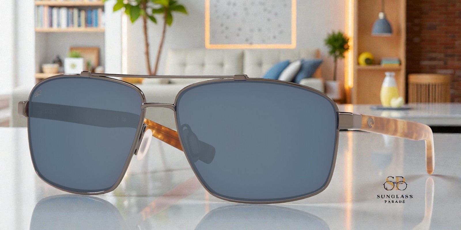 COSTA 6S4009 03 Flagler 212 Shiny Dusk Gray 57mm Men\'s Polarized Sunglasses 580P