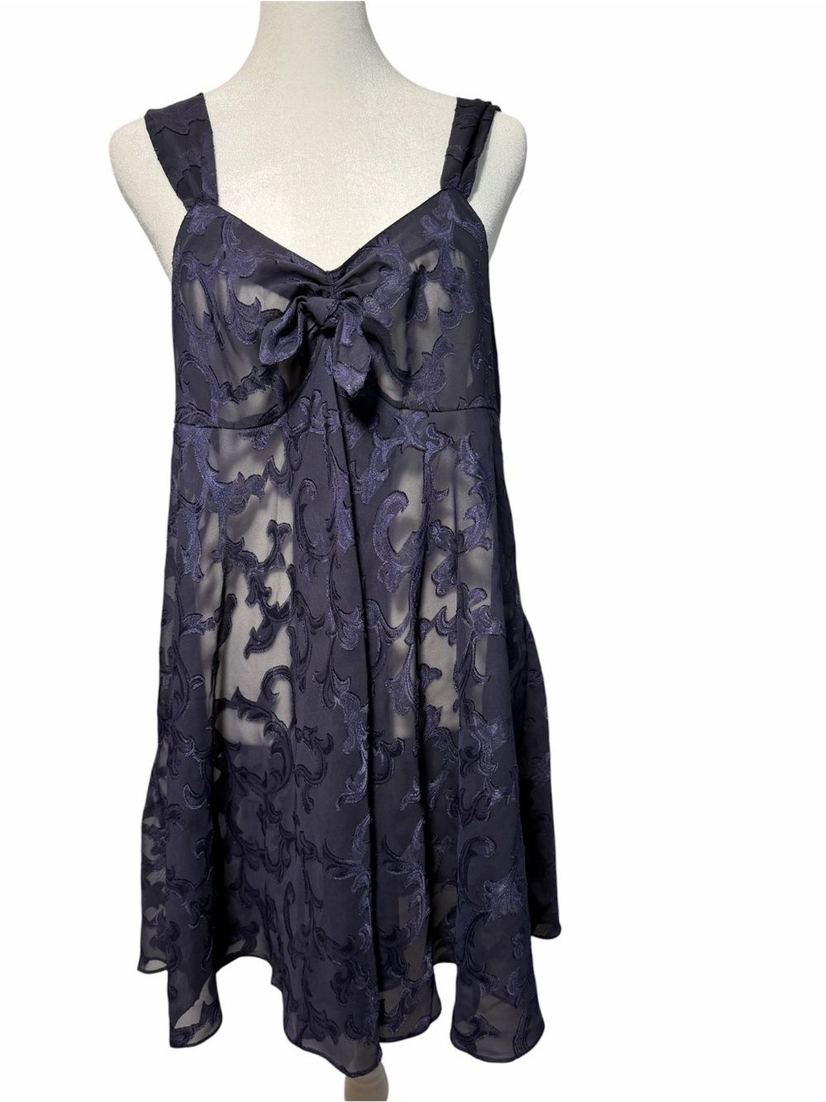Vintage Victoria\'s Secret Gold Label Purple Sheer Babydoll Slip Nightie Burnout
