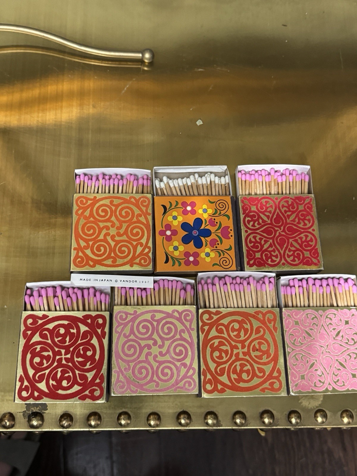 Vintage 1967 Vandor Matchboxes - Made in Japan Psychedelic Mod Boho Decor  (7)