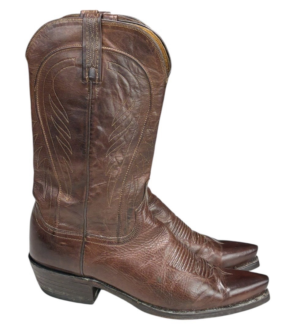 Lucchese 1883 Bart Cowhide Western Cowboy Boots Men Brown Leather N1596 9.5 D