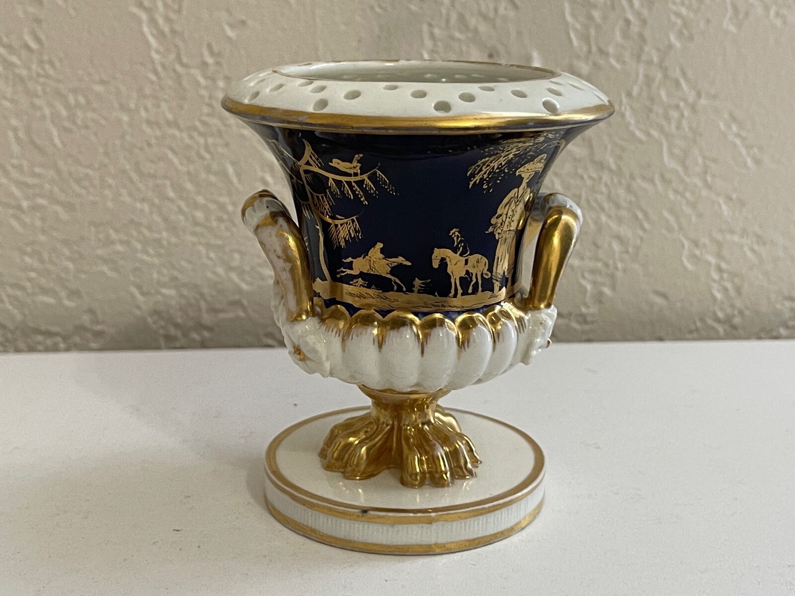 Early Derby Porcelain Cobalt Blue&Gold Miniature Urn Vase William Watson Artwork