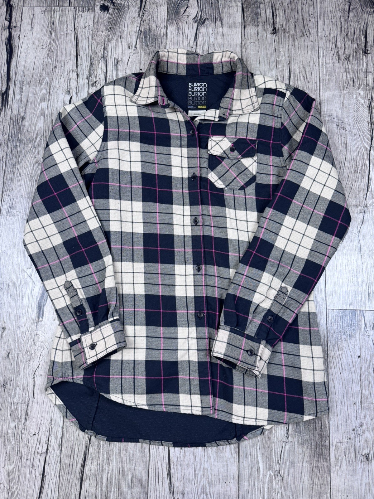 Women’s Burton Dry Ride Large Long Sleeve Plaid Flannel Shacket Pockets