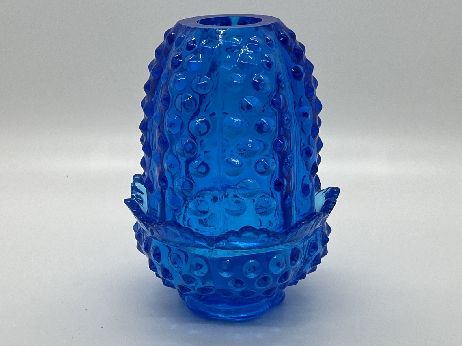Fenton Colonial Blue early 1960's Hobnail Fairy Lamp with unpolished chimney Fenton Colonial Blue early 1960's Hobnail Fairy Lamp with unpolished chimney