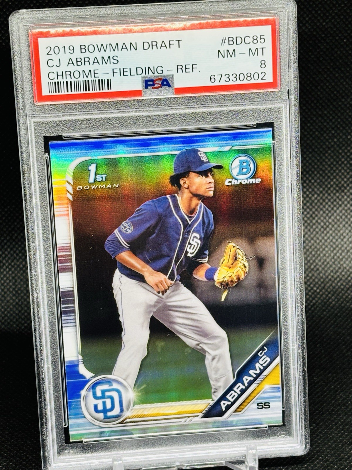 2019 Bowman Draft Chrome C.J. Abrams #BDC-85 Refractor PSA 9 Mint 1st Rookie RC 2019 Bowman Draft Chrome C.J. Abrams #BDC-85 Refractor PSA 9 Mint 1st Rookie RC