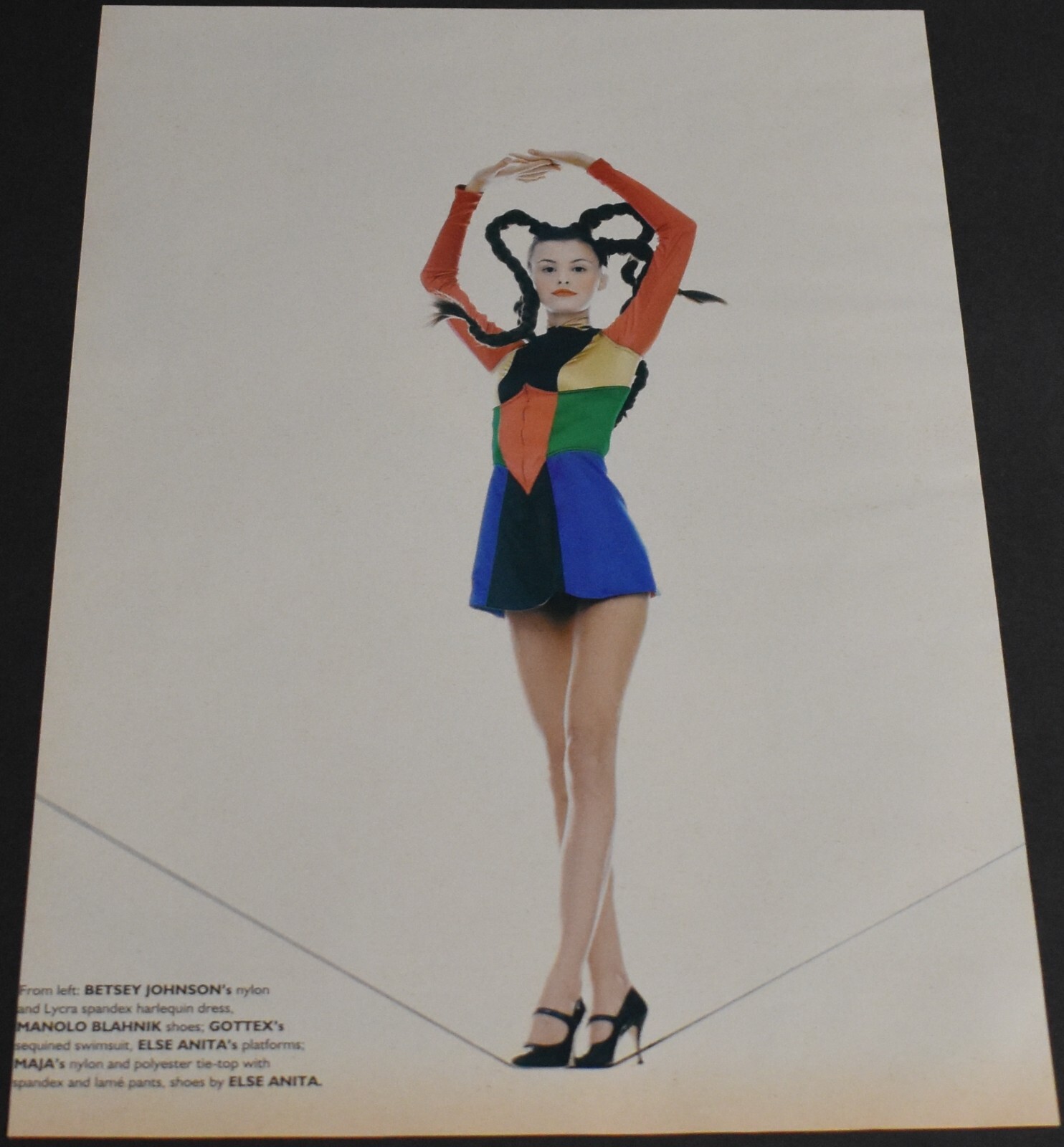 1994 Print Ad Sexy Fashion Long Legs Lady Brunette Feminine Manolo Blahnik Dress