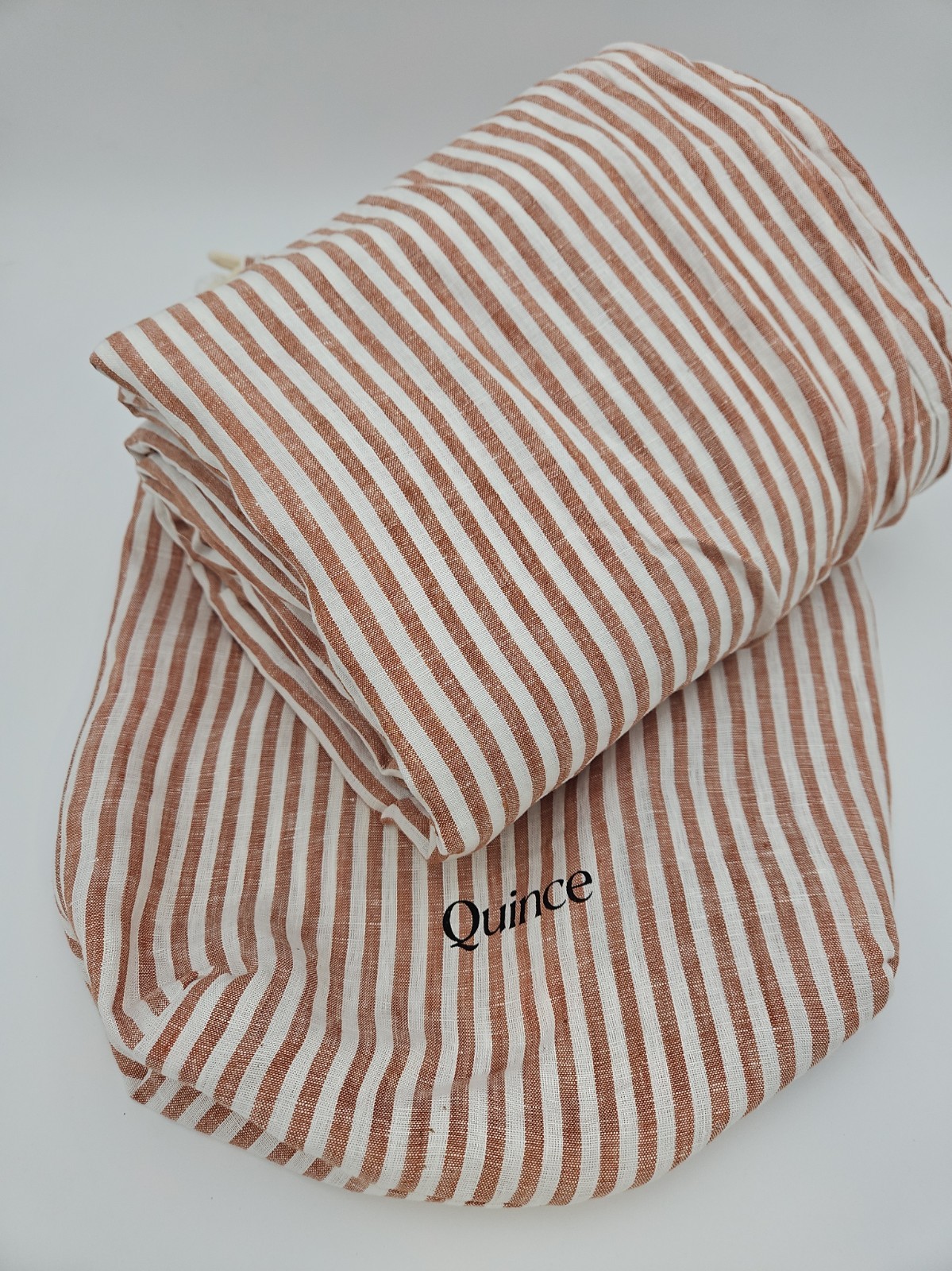 Quince European Linen Duvet Cover Full Queen Terracotta/Natural Stripe NWOT