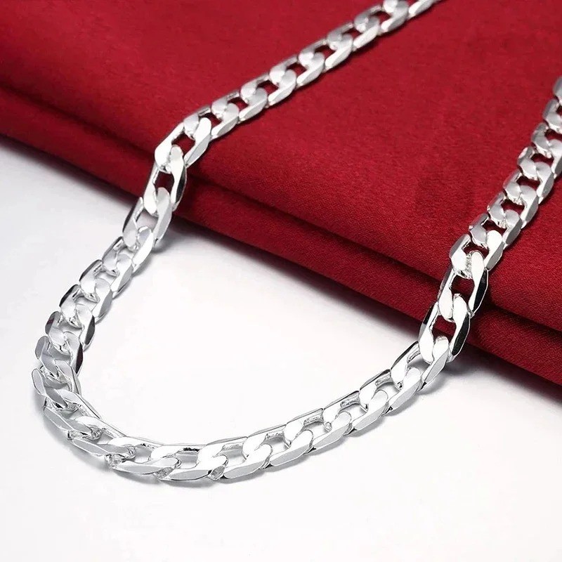 Men\'s 925 Sterling Silver Chain Elegant Stylish Necklace Jewelry